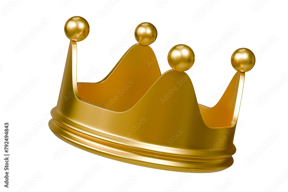 3D Yellow Gold royal king crown icon isolated on yellow pastel ...