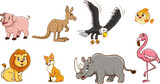 Set Of Cute Cartoon Animals.Big vector set with cartoon applied animals. Vector collection with mammals.
