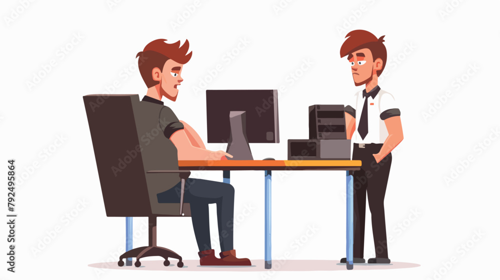 Male managers working on computer at office making
