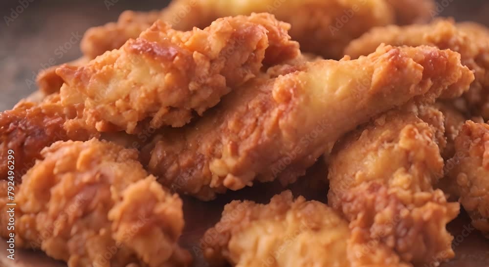 A plate overflowing with crispy fried chicken pieces A plate overflowing with crispy fried chicken pieces