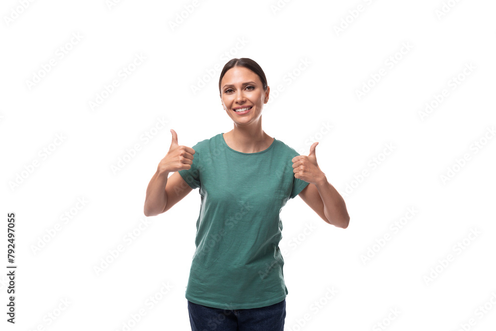 young brunette woman feels confident and successful young brunette woman feels confident and successful