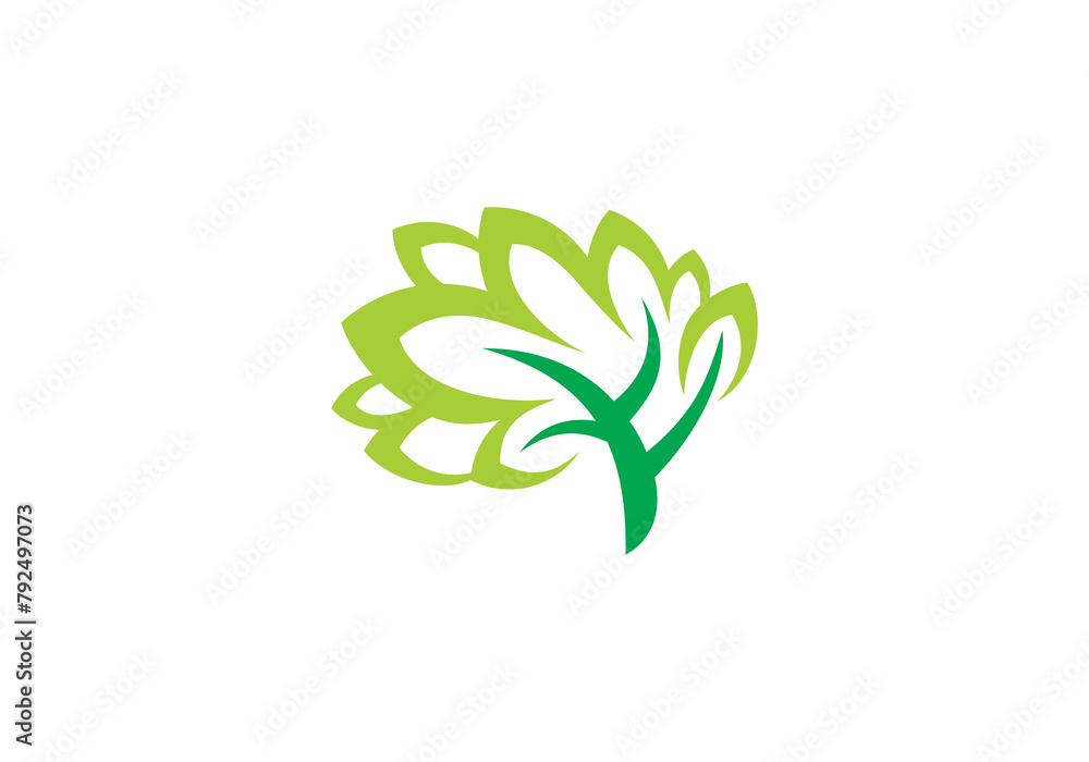 brain with leaf tree logo design. human mind innovation intelligence icon vector brain with leaf tree logo design. human mind innovation intelligence icon vector