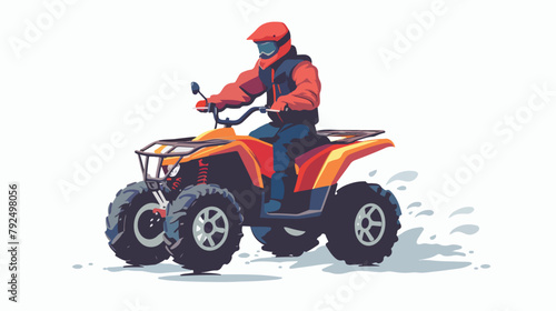Man on the ATV motorcycle isolated. Vector flat style