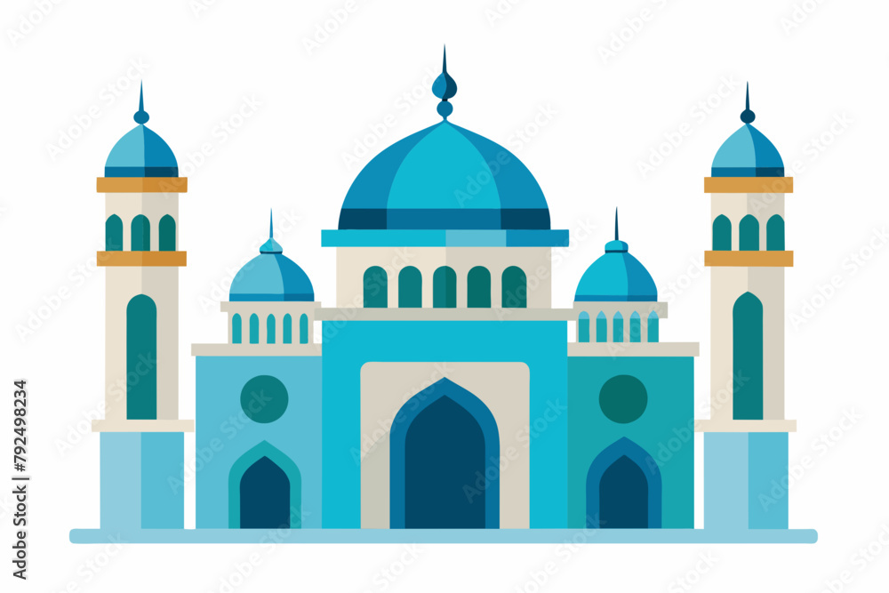 Beautiful islamic mosque Vector Illustration on white background Beautiful islamic mosque Vector Illustration on white background