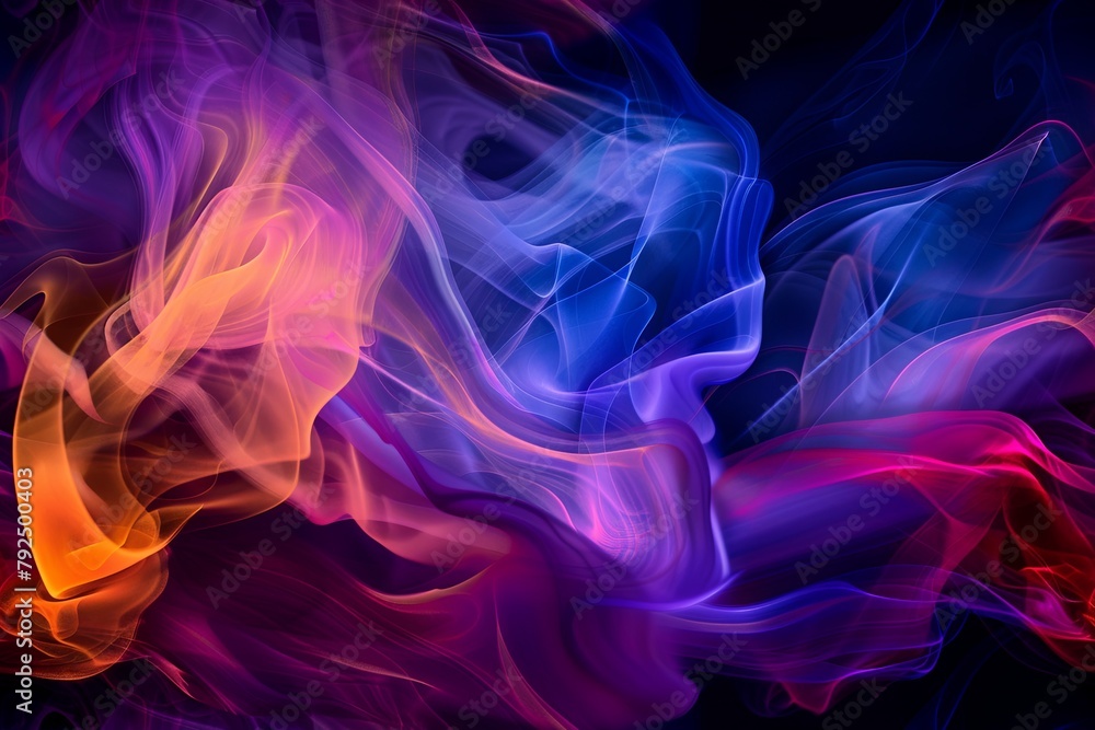 Vibrant abstract smoke swirls on dark background. Mesmerizing fluidity AI Image Vibrant abstract smoke swirls on dark background. Mesmerizing fluidity AI Image