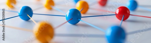 Interconnected Nodes, A shot of interconnected nodes or dots representing different entities within a business network photo