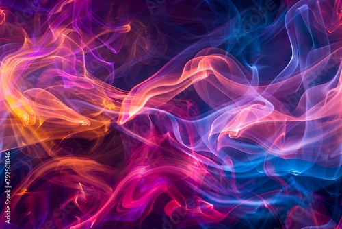 Vivid abstract smoke on dark background. Dynamic fluid motion AI Image