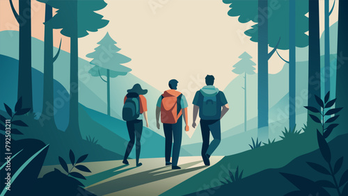 A group of friends backpack through a dense forest their path lined with obstacles and unforeseen challenges. But with each step they take they