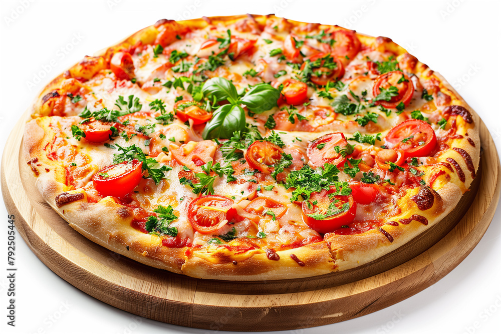 Pizza with Tomatoes, Mozzarella Cheese and Parsley