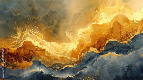 Aurous Momentum: Capture the momentum of rising gold prices through watercolor artistry. photo