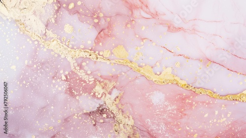 Pink marble with gold veins. Luxurious pink marble texture interspersed with rich gold veins, perfect for elegant wallpaper or chic design elements.