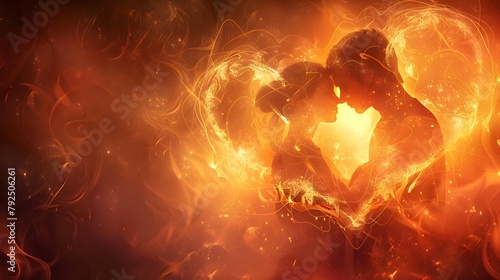 Passionate Embrace of Entwined Hearts Radiating Warmth and Ardent Love