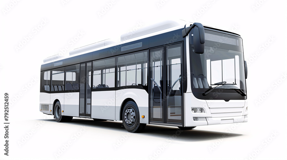beautiful new, clean electric bus, for public transportation, isolated on a clear white background beautiful new, clean electric bus, for public transportation, isolated on a clear white background
