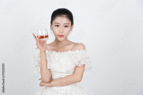 woman with glass of champagne