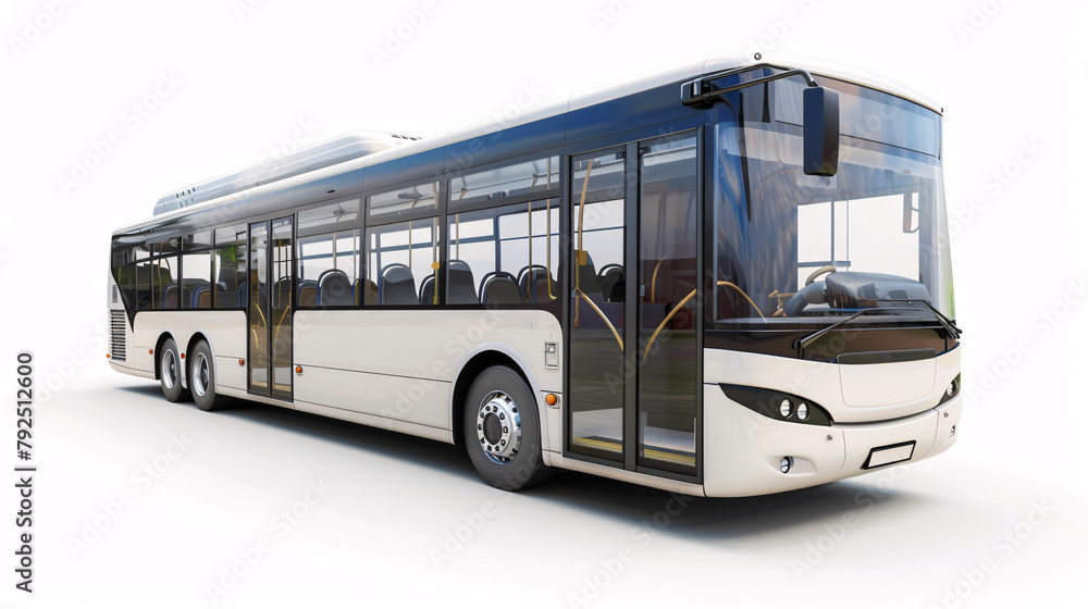 beautiful new, clean electric bus, for public transportation, isolated on a clear white background