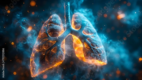 Potential Cell Damage in Human Lung Tissue in Microgravity: Closeup Image. Concept Space Research, Human Health, Microgravity, Cell Damage, Medical Research
