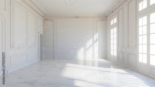 Bright and Airy Minimalist Room on White Background