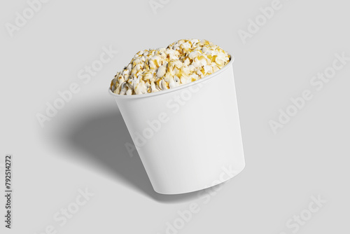 Realistic Pop Corn Bucket Illustration for Mockup. 3D Render. (ID: 792514272)