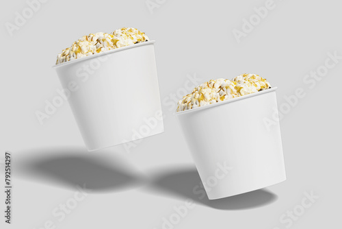 Realistic Pop Corn Bucket Illustration for Mockup. 3D Render. (ID: 792514297)