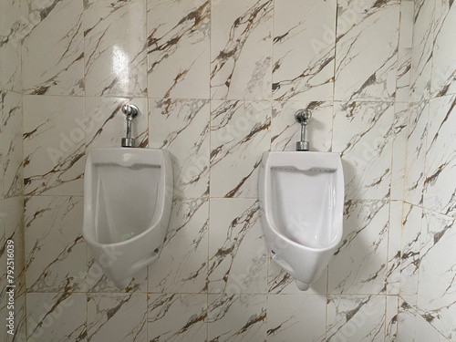 Close up of urinal men public toilet, Closeup white urinal in men's bathroom