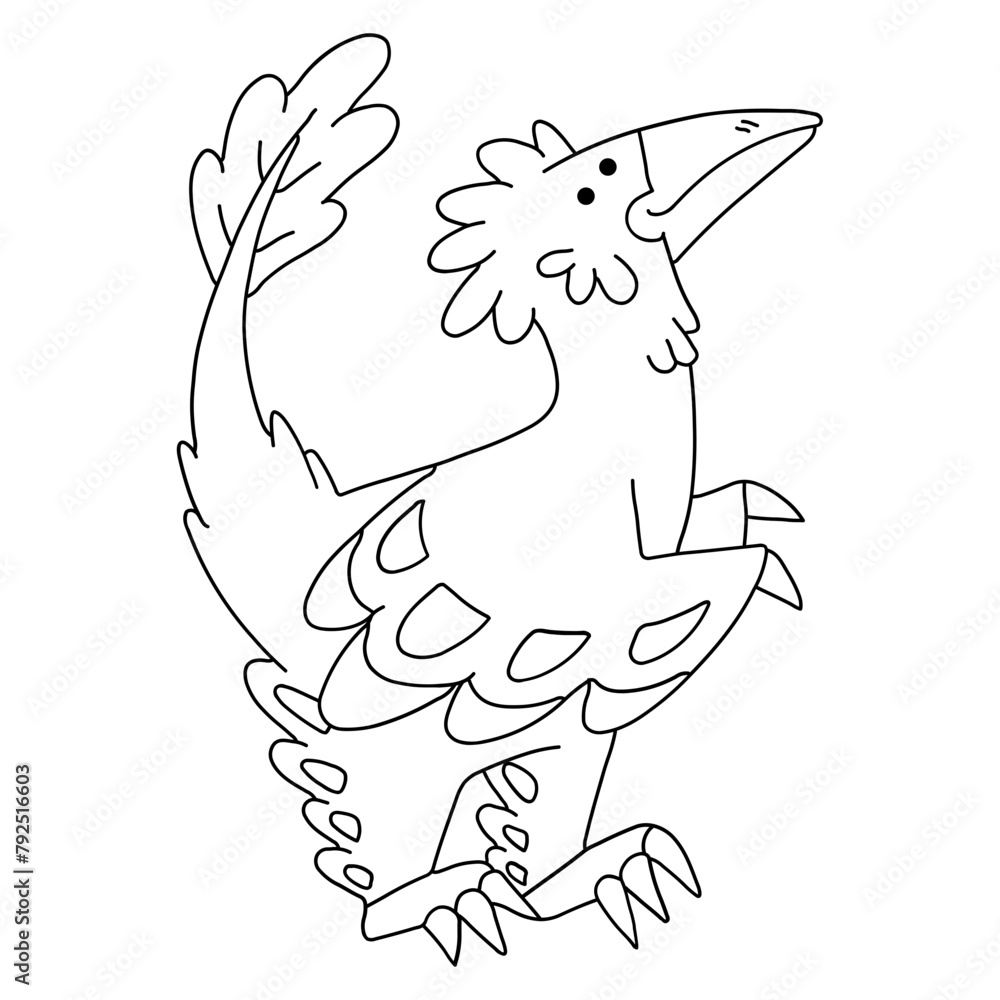 Naklejka premium Anchiornis hand drawn vector illustration in line stroke design