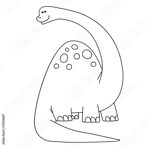 Apatosaurus hand drawn vector illustration in line stroke design