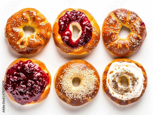 Set of fresh bread bagels with with berry jam and chee © Olga Troitskaja