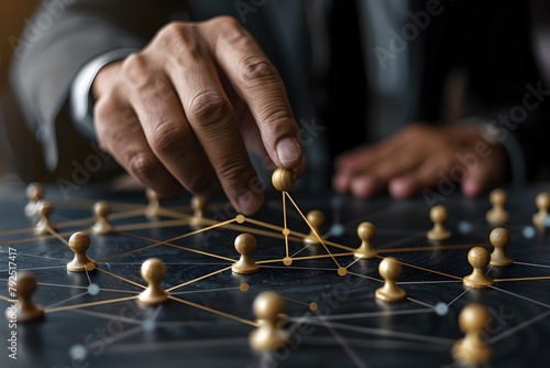 Optimizing Customer Relationship Management:Visually Inspiring Image of a Businessman Enhancing Interconnected Business Networks and Driving