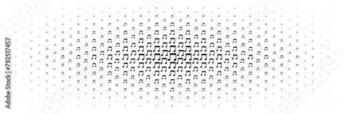 horizontal halftone spread from center of musical note design for pattern and background.
