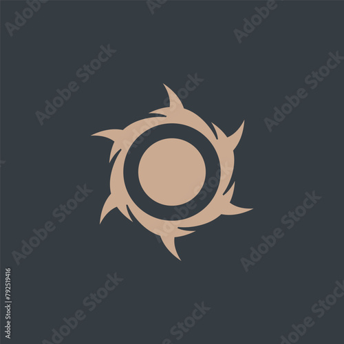 Thorns circle crown of thorns logo design. Icon vector illustration isolated on dark background