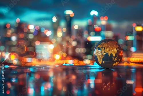 Captivating Cityscape of Illuminated Global Business Hubs Navigating Interconnected Markets