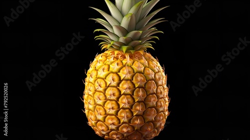 Ripe Pineapple Fruit Isolated on Transparent Background  