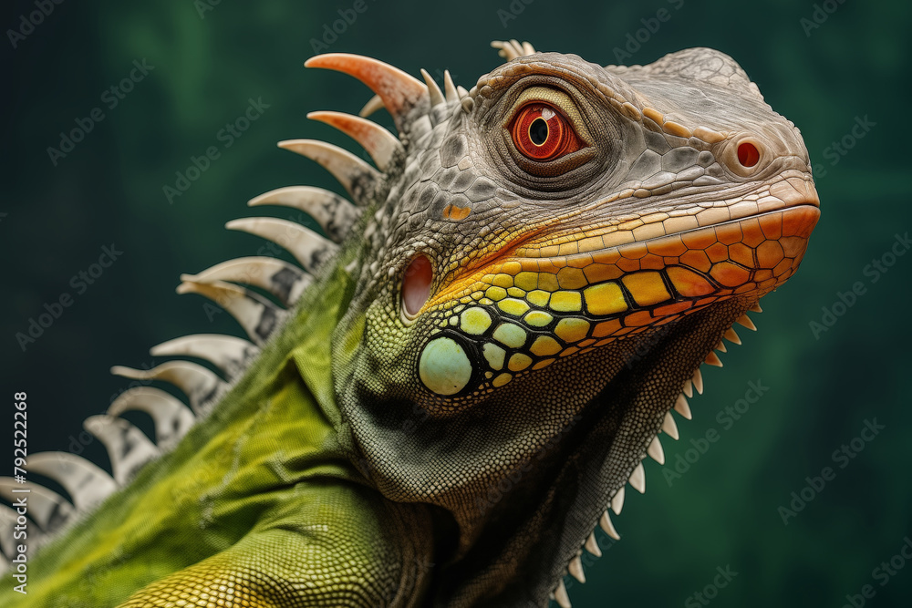 Fototapeta premium Vibrant Iguana Close-Up with Intense Gaze