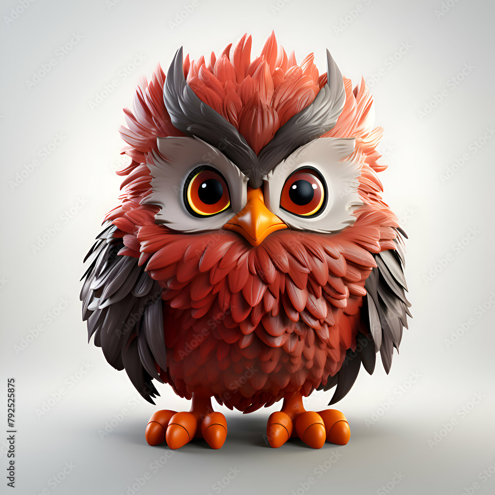 Cute owl isolated on a white background. 3d render. Cute owl isolated on a white background. 3d render.