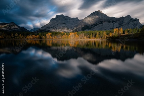 Beautiful shot lake with mountains background