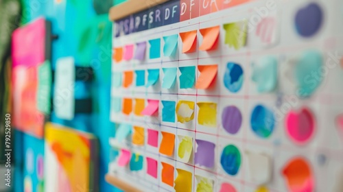 a calendar filled with colorful stickers marking healthy habits completed. 