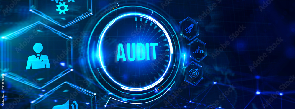 Business, Technology, Internet and network concept. Audit business and finance concept. 3d illustration Business, Technology, Internet and network concept. Audit business and finance concept. 3d illustration