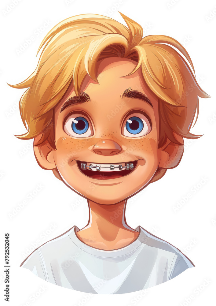 smiling little boy with braces on his teeth on a white background, child, kid, dentistry, orthodontist, bite, straight, tooth, treatment, children, dentist, illustration, character, people smiling little boy with braces on his teeth on a white background, child, kid, dentistry, orthodontist, bite, straight, tooth, treatment, children, dentist, illustration, character, people