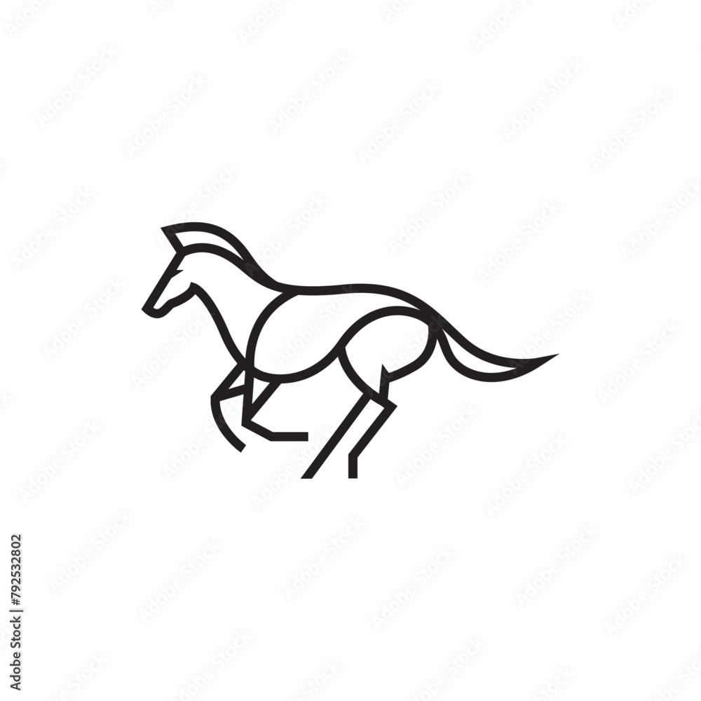 Fototapeta premium Vector line icon and logo design element, horse symbol vector