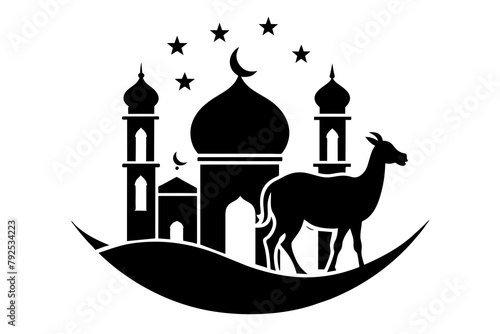 Eid Al Adha creative design' Minimalist Vector Illustration Silhouetted on white background