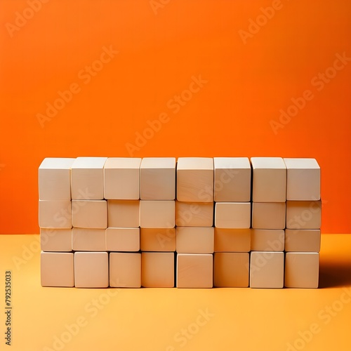 Abstract orange background and light wooden cubes for lettering