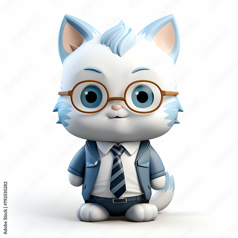 Cartoon character of a cat wearing business clothes and glasses with glasses