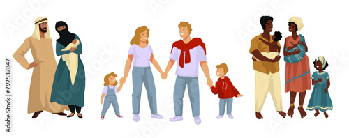 Diverse Families Together Illustration