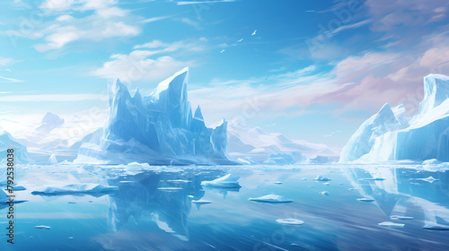 A serene glacial landscape, with pristine snowfields