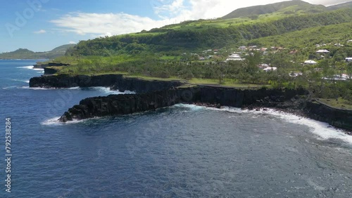 Cap Mechant place and coast with volcanic rocks at Reunion Island 002