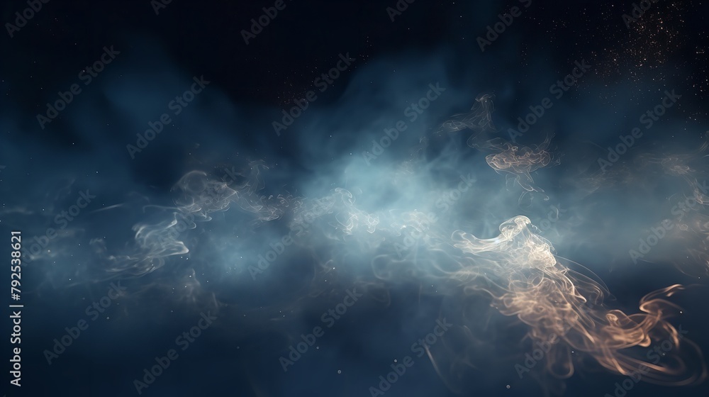 Smoke against the Night Sky Background with City Lights

