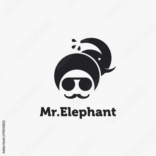 Mister Elephant logo icon vector template on white background