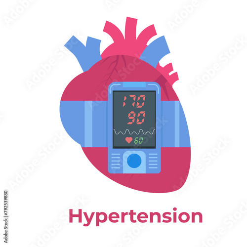High blood pressure, hypertension concept. Vector illustration.