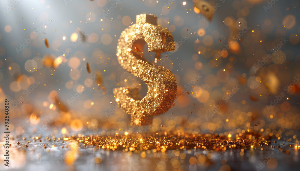 A simple minimal linear illustration of golden dollar sign floating in the air,generative ai A simple minimal linear illustration of golden dollar sign floating in the air,generative ai