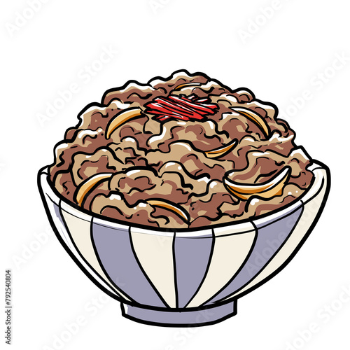 Realistic and simple gyudon illustration design